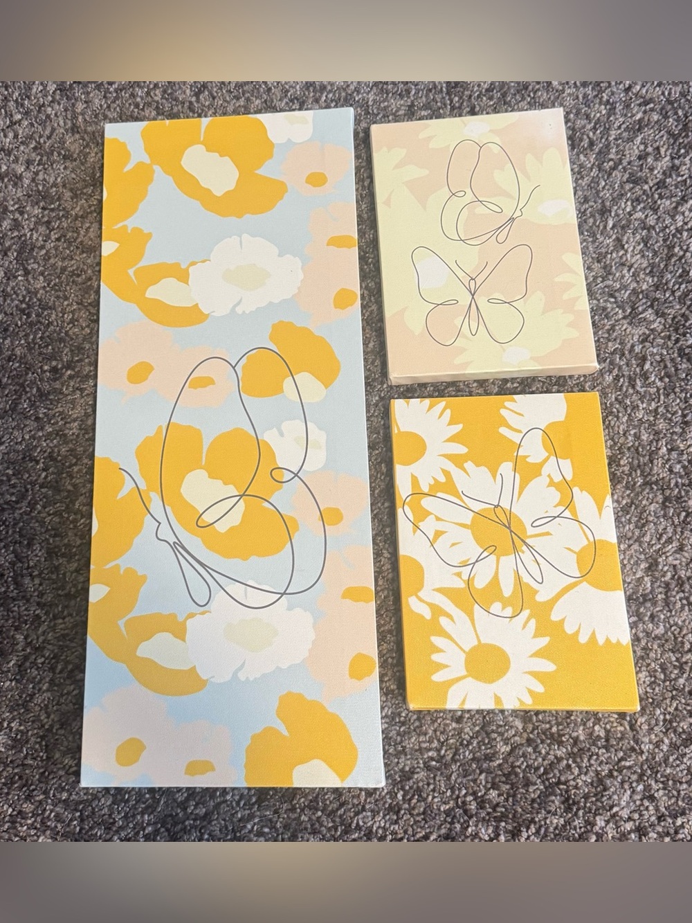 Set of 3 Floral Butterfly Canvas Prints